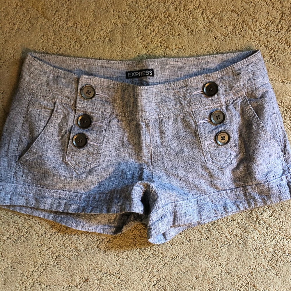 Express black and white linen shorts